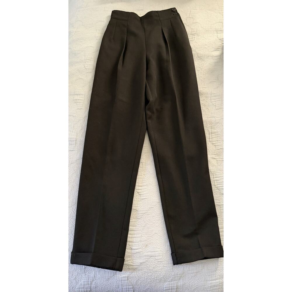 Kenzo Paris Black Wool Pleated Tapered Wool Trousers Dress Pants VTG 90s Sz‎ 36